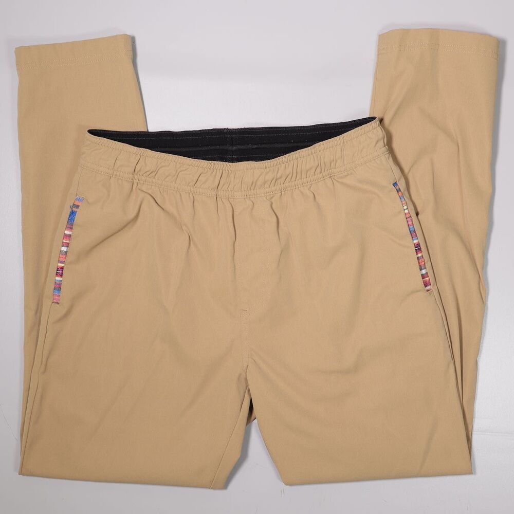 Wowie Sapien Chino Pants Beige Aztec Trim Travel Hiking Mens Medium x 28